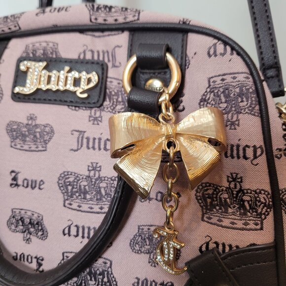 Juicy Couture Light Pink & Brown Trim Crossbody Satchel Bag - Picture 8 of 16